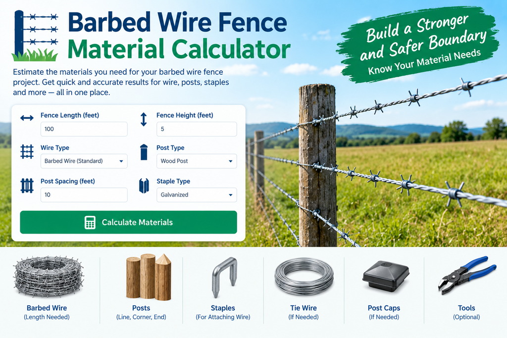 Barbed Wire Fence Material Calculator